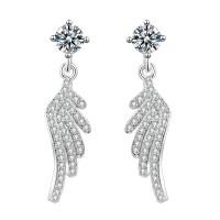 Messing Drop Earring, messing oorbel bericht, micro pave zirconia & voor vrouw, zilver, 17x11.53mm, Verkocht door pair