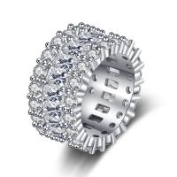 Kubisk Circonia Micro bane messing Ring, forgyldt, Micro Pave cubic zirconia & for kvinde, sølv, 17mm, Solgt af PC