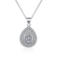 Cubic Zircon Micro Pave Mässing Halsband, micro bana cubic zirconia & för kvinna, silver, 20.90x14.80mm, Längd Ca 45 cm, Säljs av PC