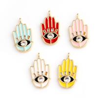 Rhinestone Brass Pendants Hamsa real gold plated enamel & with rhinestone Sold By PC