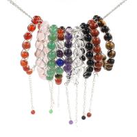 Gemstone Armbånd, Natursten, med 1.97Inch extender kæde, Runde, forskellige materialer til valg & Unisex, flere farver til valg, 8mm, Længde Ca. 7.48 inch, Solgt af PC