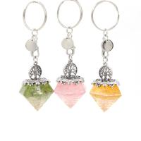 Key Chain, Natursten, med Resin & Messing, Diamant, platin farve forgyldt, forskellige materialer til valg & Unisex, flere farver til valg, 30x30x42mm, Solgt af PC