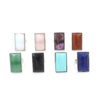 Natural Gemstone Finger Ring Natural Stone with 303 Stainless Steel Rectangle & Unisex Inner Approx 21mm Sold By PC