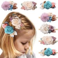 Doek Haar juwelen Set, Hoofdband & haar clip, Bloem, handgemaakt, 7 stuks, gemengde kleuren, 760mm, 7pC's/PC, Verkocht door PC