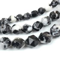 Δαλματίας Χάντρες, Γύρος, Star Cut Faceted & DIY & διαφορετικό μέγεθος για την επιλογή, λευκό και μαύρο, Sold Per 14.96 inch Strand