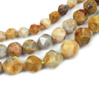 Prirodni Crazy ahat perle, Crazy Agate, Krug, Star Cut Faceted & možete DIY & različite veličine za izbor, žut, Prodano Per 14.96 inčni Strand