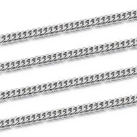 Nehrđajućeg čelika Curb Chain, 304 nehrđajućeg čelika, modni nakit & možete DIY & bez spolne razlike, izvorna boja, 5m/Torba, Prodano By Torba