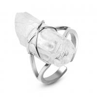 Naturlige kvarts fingerring, Clear Quartz, med Zinc Alloy, mode smykker & for kvinde, Solgt af PC