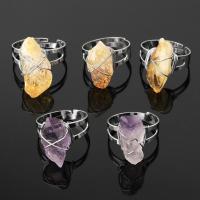 Gemstone Finger Ring, liga de zinco, with misto de pedras semi-preciosas, Irregular, joias de moda & materiais diferentes para a escolha & unissex, níquel, chumbo e cádmio livre, vendido por PC