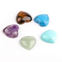 Gemstone Cabochons, Natursten, Heart, poleret, du kan DIY & forskellige materialer til valg, flere farver til valg, 15x15mm, Solgt af PC