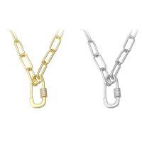 Circón cúbico Micro pavimentar collar de cobre amarillo, metal, chapado, micro arcilla de zirconia cúbica & para mujer, más colores para la opción, longitud aproximado 21 Inch, Vendido por UD