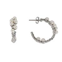 Prás Graí Earring, le Pearl Plaisteacha, plátáilte, micrea réiteach zirconia ciúbach & do bhean, dathanna measctha, 3-35mm, Díolta De réir Péire