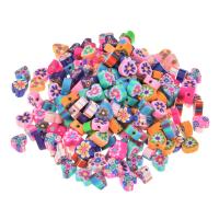 Polymer lerperler, Polymer Clay, Heart, ovntørrende lak, du kan DIY, blandede farver, 11x10x5mm, 100pc'er/Bag, Solgt af Bag