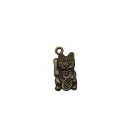 Cink ötvözet Animal Medálok, Fortune macska, galvanizált, antik bronz színű, 10x22mm, 100PC-k/Bag, Által értékesített Bag