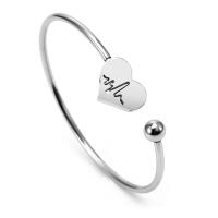 Titanium Staal Manchet Bangle, Hart, gepolijst, voor vrouw, zilver, 60mm, Verkocht door PC