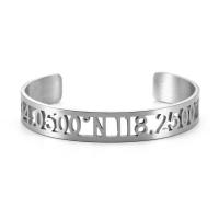 Titanium Stål Cuff Bangle, poleret, Unisex, sølv, 13mm, Solgt af PC