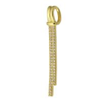 Messing hanger met micro-paved kubieke zirconia's, gold plated, mode sieraden & DIY & micro pave zirconia, gouden, 5x38x2mm, Gat:Ca 3mm, 10pC's/Lot, Verkocht door Lot