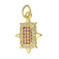 Cubique Pendentif en laiton zircon pavent, Placage de couleur d'or, bijoux de mode & DIY & pavé de micro zircon, multicolore, 11x16x2mm, Trou:Environ 4mm, 10PC/lot, Vendu par lot