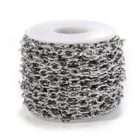 Rustfrit stål Oval Chain, 303 rustfrit stål, med plast spole, du kan DIY, oprindelige farve, Ca. 1m/Spool, Solgt af Spool