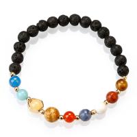 pierre gemme bracelet, avec alliage de zinc, Rond, Placage de couleur d'or, unisexe & antifatigue, plus de couleurs à choisir, 8mm, Longueur Environ 7.48 pouce, Vendu par PC