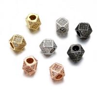 Kubisk Zirconia Micro Pave Messing Perler, Polygon, forgyldt, du kan DIY & Micro Pave cubic zirconia, flere farver til valg, nikkel, bly & cadmium fri, 7x7mm, Solgt af PC