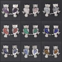 Gemstone Pendants Jewelry with Zinc Alloy Owl fashion jewelry & Unisex Sold By PC