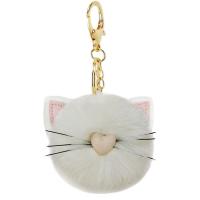 Key Chain, Plush, med PU & Zinc Alloy, Cat, guldfarve belagt, Nuttet & for kvinde, flere farver til valg, 85x130mm, Solgt af PC