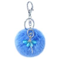 Key Chain, Plush, med Zinc Alloy, Dansende pige, Nuttet & for kvinde & med rhinestone, flere farver til valg, 80x130mm, Solgt af PC