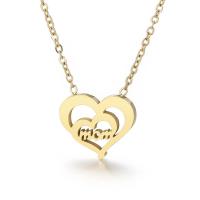 Titanium Steel Necklace Heart Vacuum Ion Plating Mother Day Jewelry & for woman & hollow golden Length Approx 18.11 Inch Sold By PC