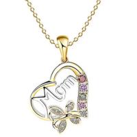 Zinc Alloy Halskæde, Heart, guldfarve belagt, Mother Day Smykker & for kvinde & med rhinestone, nikkel, bly & cadmium fri, Længde Ca. 17.72 inch, Solgt af PC