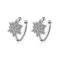 ottone Clip orecchino, Micro spianare cubic zirconia & per la donna, argento, 9mm, Venduto da coppia