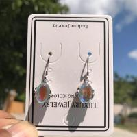 Boucles d'oreilles pendantes en laiton, avec Moonstone, laiton boucle d'oreille crochet, pour femme, argent, 5-35mm, Vendu par paire