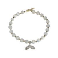 Ciúbach Zirconia Micrimhilseogra réiteodh Bracelet Prás, le Cait Eye, micrea réiteach zirconia ciúbach & do bhean, dathanna measctha, Fad Thart 19 cm, Díolta De réir PC