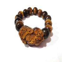 Natural Tiger Eye pulseiras, olho de tigre, unissex, cores misturadas, comprimento Aprox 19 cm, vendido por PC