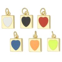 Pendentifs coeur en laiton, Carré, Placage de couleur d'or, bijoux de mode & émail, plus de couleurs à choisir, 10x13x2mm, 10PC/lot, Vendu par lot