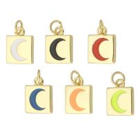 Bijoux pendentifs en laiton, Carré, Placage de couleur d'or, bijoux de mode & DIY & émail, plus de couleurs à choisir, 10x13mm, Trou:Environ 3mm, 10PC/lot, Vendu par lot