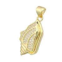 Cubique Pendentif en laiton zircon pavent, Placage de couleur d'or, bijoux de mode & DIY & pavé de micro zircon, doré, 12.50x23x3mm, Trou:Environ 3mm, 10PC/lot, Vendu par lot