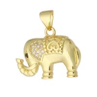 Kubik Zirkonium mikro bana Mässing hängande, Elefant, guldfärg pläterade, mode smycken & DIY & micro bana cubic zirconia, gyllene, 22x16x4mm, Hål:Ca 3mm, 10PC/Lot, Säljs av Lot