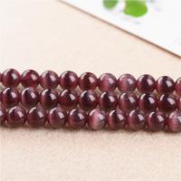 Cats Eye Jewelry Beads Round polished DIY fuchsia Sold By Strand