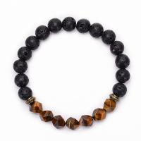 Pulseras de piedras preciosas, Piedra natural, con lava, Esférico, diferentes materiales para la opción & unisexo & protección contra la radiación & facetas, más colores para la opción, 8mm, longitud aproximado 6.6 Inch, Vendido por UD