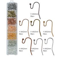 Järn Hook Earwire, med Plastlåda, plated, DIY, blandade färger, nickel, bly och kadmium gratis, 11.60x22mm, Ca 210PC/Box, Säljs av Box