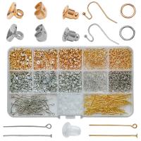 Järn Örhänge Hitta Set, med Plastlåda, plated, DIY, blandade färger, nickel, bly och kadmium gratis, Ca 910PC/Box, Säljs av Box