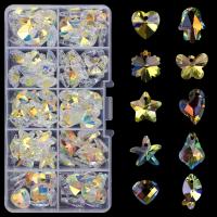 Crystal Hangers, Kristal, met Plastic Box, AB plated, DIY, 9-14mm, Verkocht door box