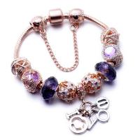 European armband, Zinc Alloy, met Kristal, rose goud plated, verschillende lengte voor keuze & voor vrouw & glazuur & met strass, rose goud kleur, nikkel, lood en cadmium vrij, Verkocht door PC