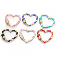 Zinc Alloy Skru Carabiner Lock Charms, Heart, guldfarve belagt, du kan DIY & emalje, flere farver til valg, nikkel, bly & cadmium fri, 22x23mm, 10pc'er/Bag, Solgt af Bag