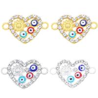 Heart Zinc Alloy Connector plated DIY & enamel & with rhinestone nickel lead & cadmium free Sold By Bag