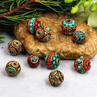 Brass Jewelry Beads with Resin Round gold color plated folk style & DIY nickel lead & cadmium free Approx 2mm Sold By PC