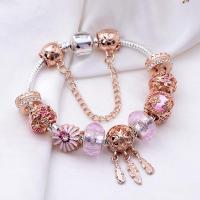 European Bracelet Zinc Alloy with Crystal plated & for woman & enamel & with rhinestone rose gold color nickel lead & cadmium free Sold By PC