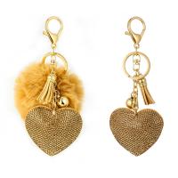 Key Chain, Velveteen, med Plush & Zinc Alloy, Heart, forskellige stilarter for valg & for kvinde & med rhinestone, 60x150mm, Solgt af PC