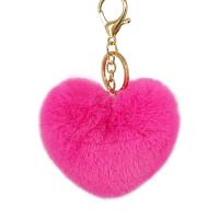 Key Chain, Kunstig + pels, med Zinc Alloy, Heart, KC guldfarve belagt, for kvinde, flere farver til valg, 100x95mm, Solgt af PC